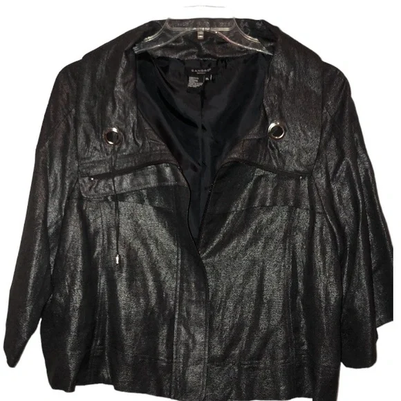 Sandro Sportswear  size XL black very dark metallic gray jacket with 3/4 sleeve - Picture 2 of 16